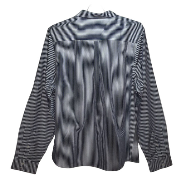 UNTUCKit Marsanne Womens Plus 16 Navy Stripe Cotton Shirt Classic Office Casual - Picture 2 of 6